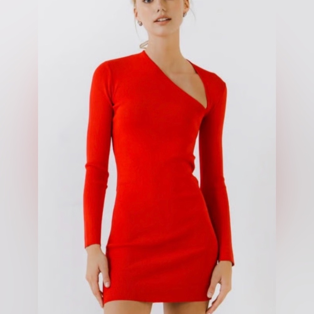 Endless Rose Cut Out Long Sleeve Bodycon Mini Dress Red — NWT Size Small